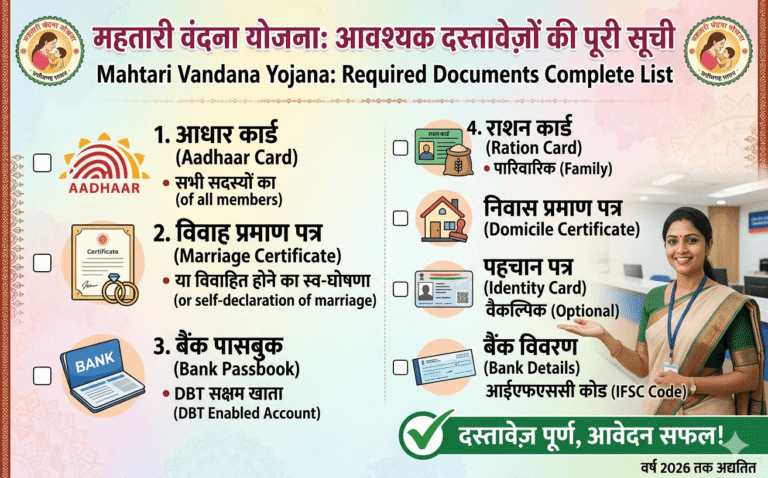 mahtari-yojana-required-documents-complete-list-aadhaar-marriage-certificate-bank-passbook