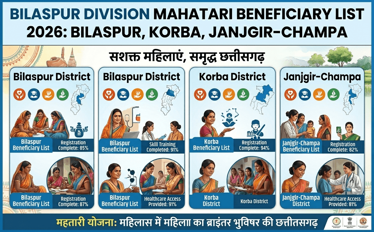 Bilaspur Division Mahatari Beneficiary List 2026: Bilaspur, Korba, Janjgir-Champa