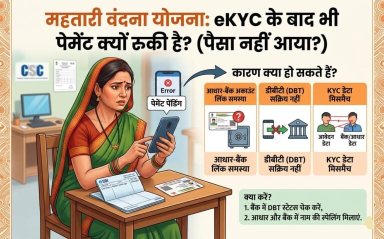 mahtari-vandana-yojana-paisa-nahi-aaya-ekyc-payment-problem-solution