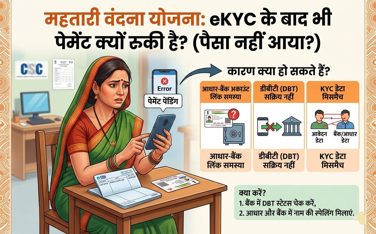 mahtari-vandana-yojana-paisa-nahi-aaya-ekyc-payment-problem-solution
