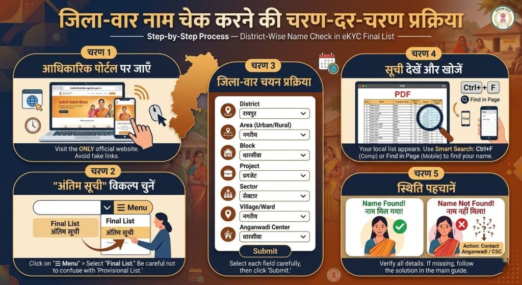 mahtari-vandana-yojana-ekyc-list-step-by-step-process-—-district-wise-name-check-in-ekyc-final-list